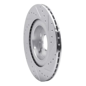 Volvo V60 Brake Rotor (1) - Rear Left - R1 Concepts - Drilled & Slotted - Silver - `16-`26